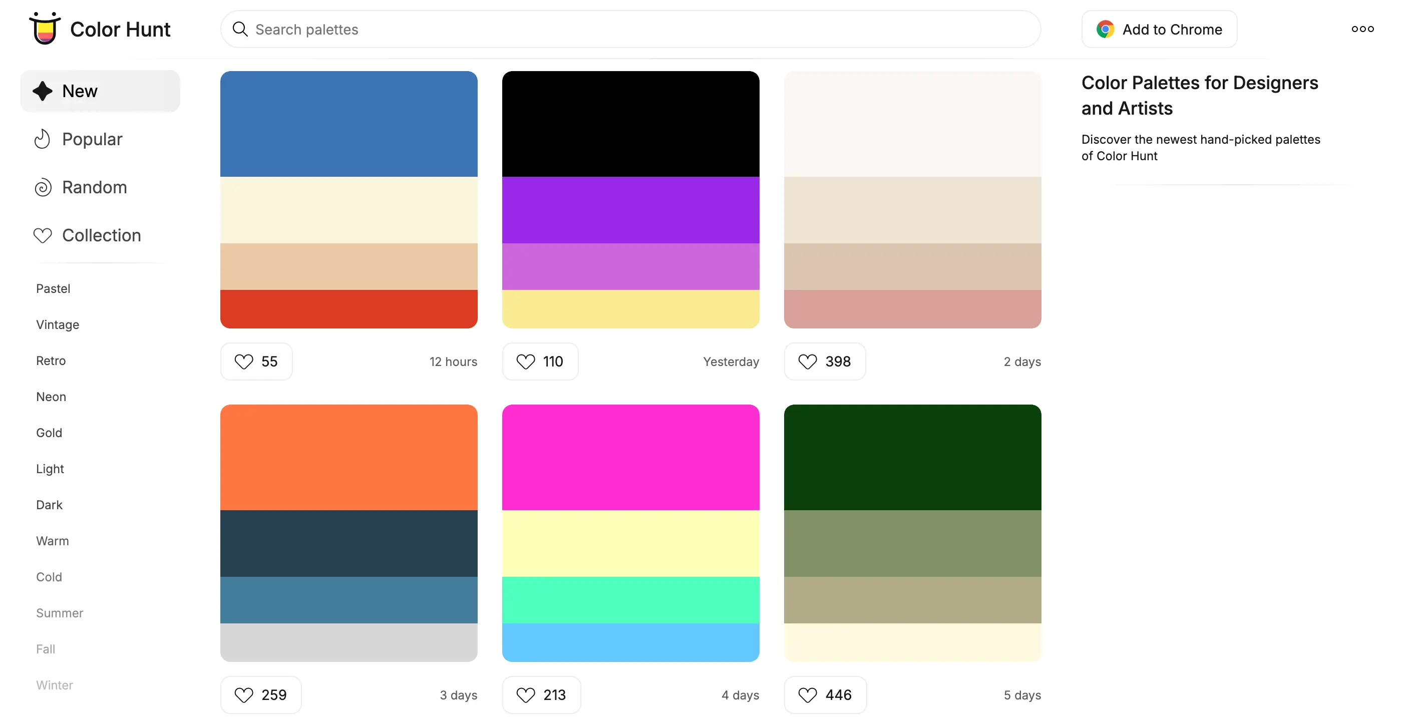 Скриншот: colorhunt