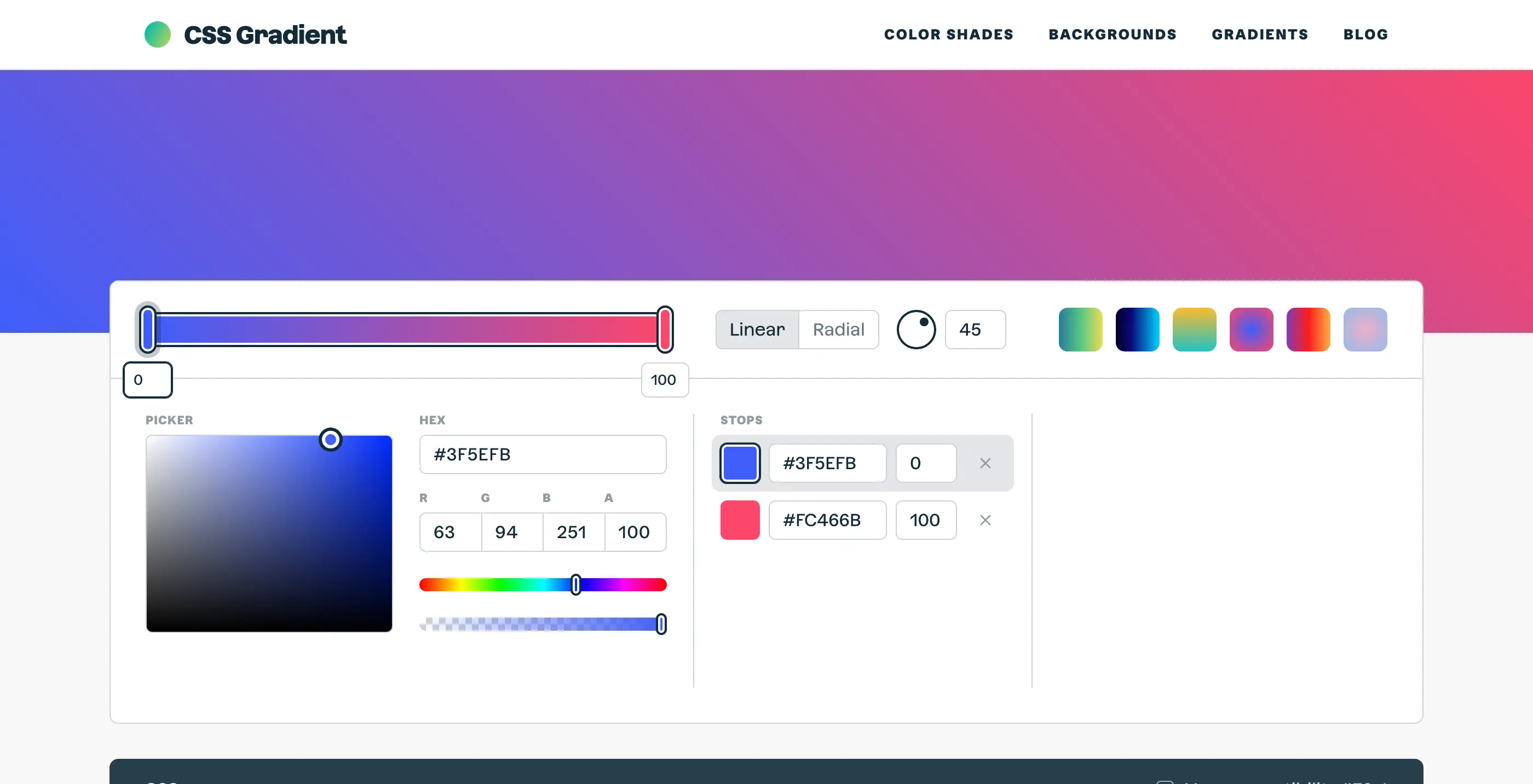 Скриншот: cssgradient
