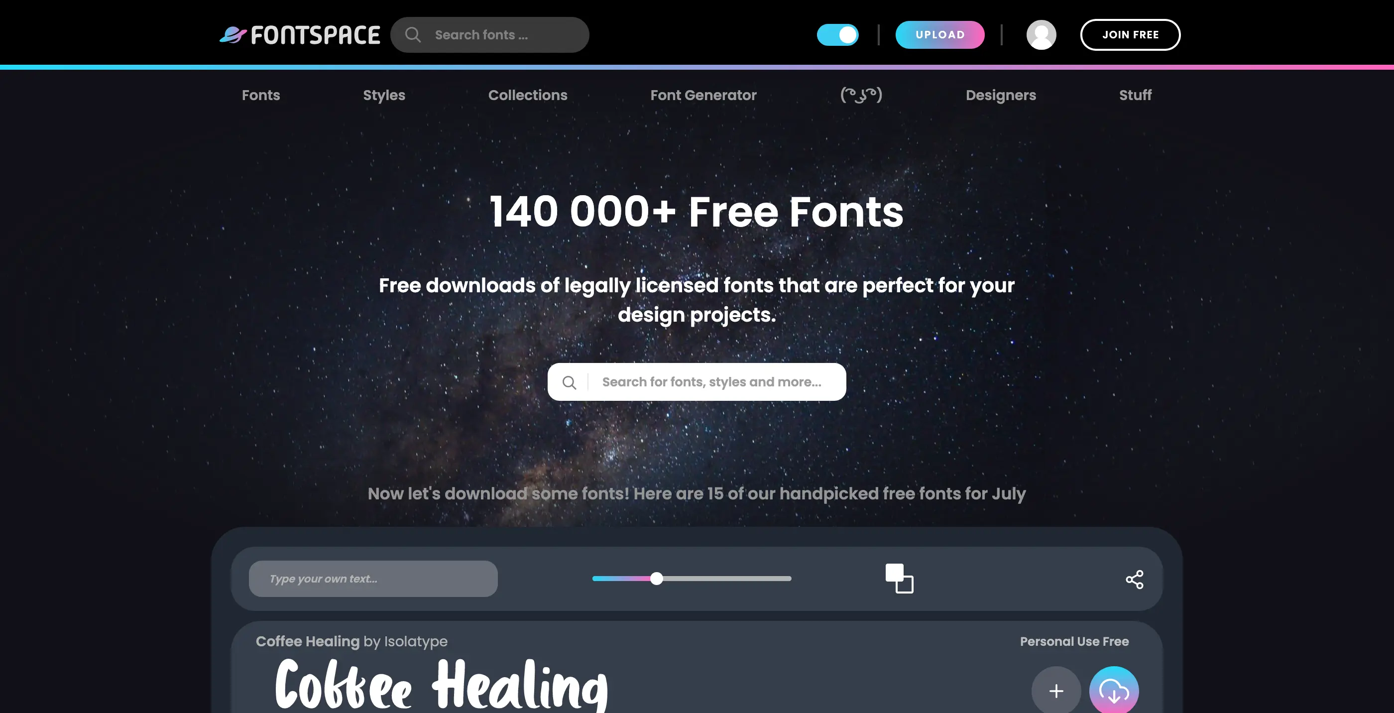 Скриншот: FontSpace