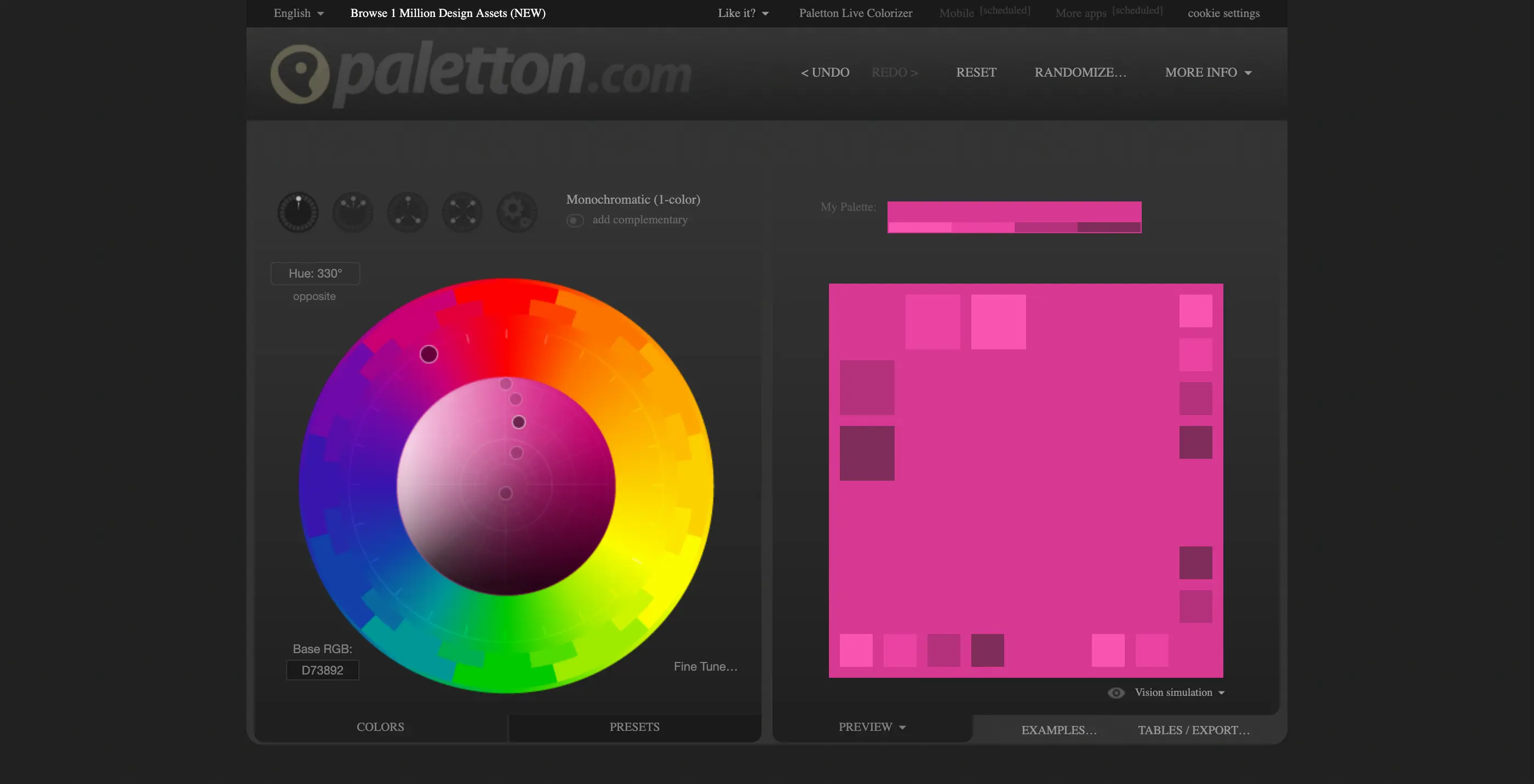 Скриншот: paletton